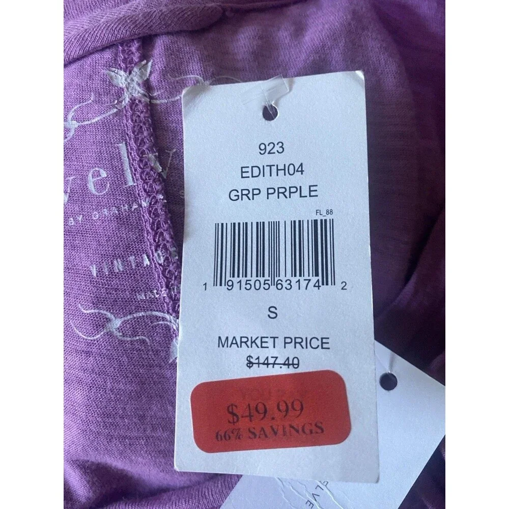 Nwt’s Velvet by Graham & Spencer Purple Cotton Jersey Maxi Small - Picture 4 of 4